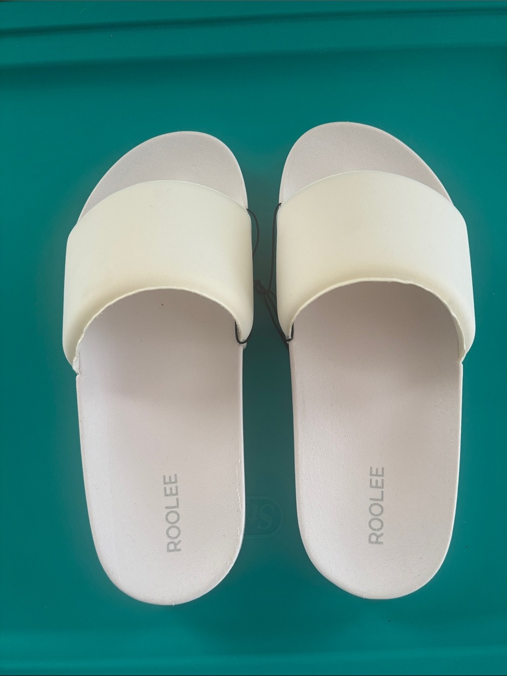 Roolee Cream Slide Sandals with Wide Strap